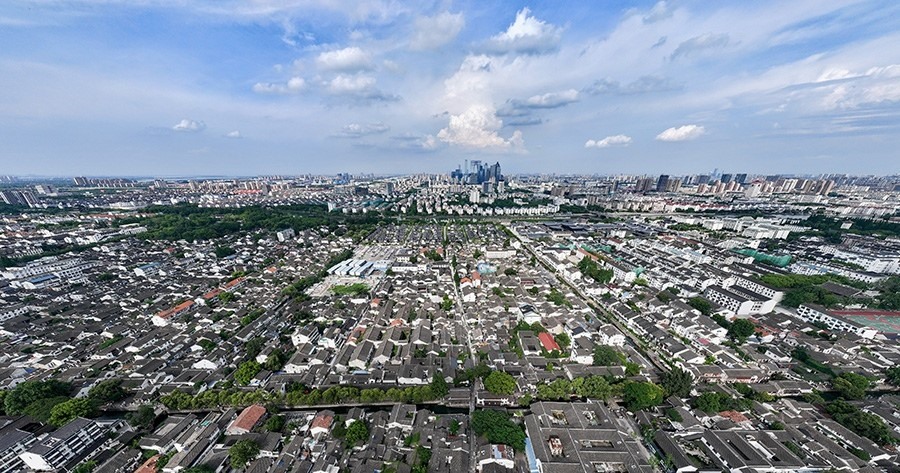 2023年7月3日拍攝的蘇州平江歷史文化街區(qū)（無人機(jī)照片）。新華社記者 李博 攝