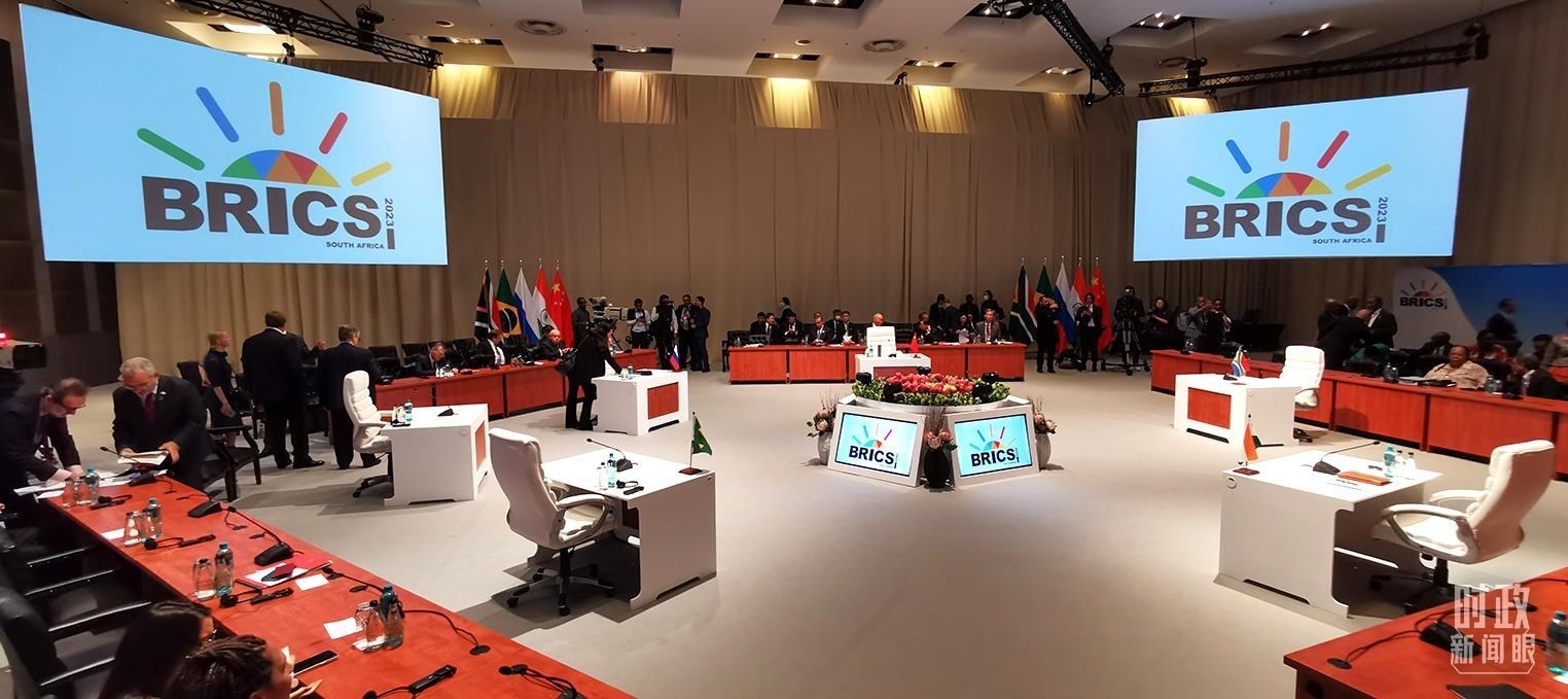 △23日上午，金磚國家領導人第十五次會晤在這里舉行。這是會晤開始前的場景。（總臺央視記者李錚拍攝）