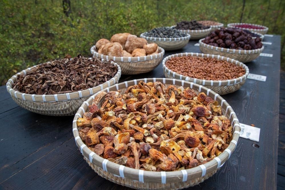 △近日，漠河市北極村一景區(qū)展示的林下產(chǎn)品。