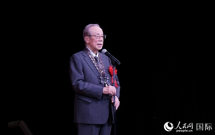 日本前首相福田康夫發(fā)表致辭。人民網(wǎng) 蔣曉辰攝