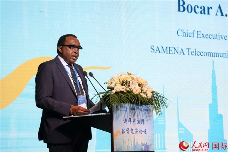 SAMENA電信協(xié)會首席執(zhí)行官博卡爾致辭。人民網(wǎng)記者任皓宇攝