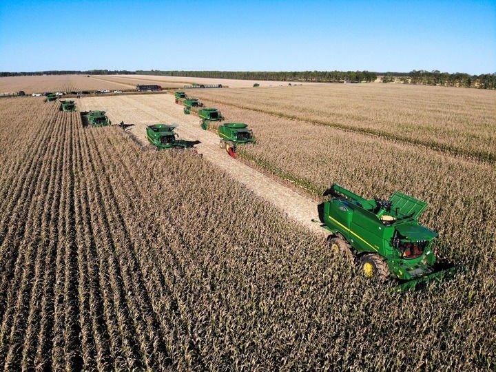 9月20日在位于黑龍江雙鴨山市友誼縣的北大荒農(nóng)業(yè)股份有限公司友誼分公司一地塊拍攝的秋收現(xiàn)場（無人機(jī)照片）。新華社記者 王松 攝