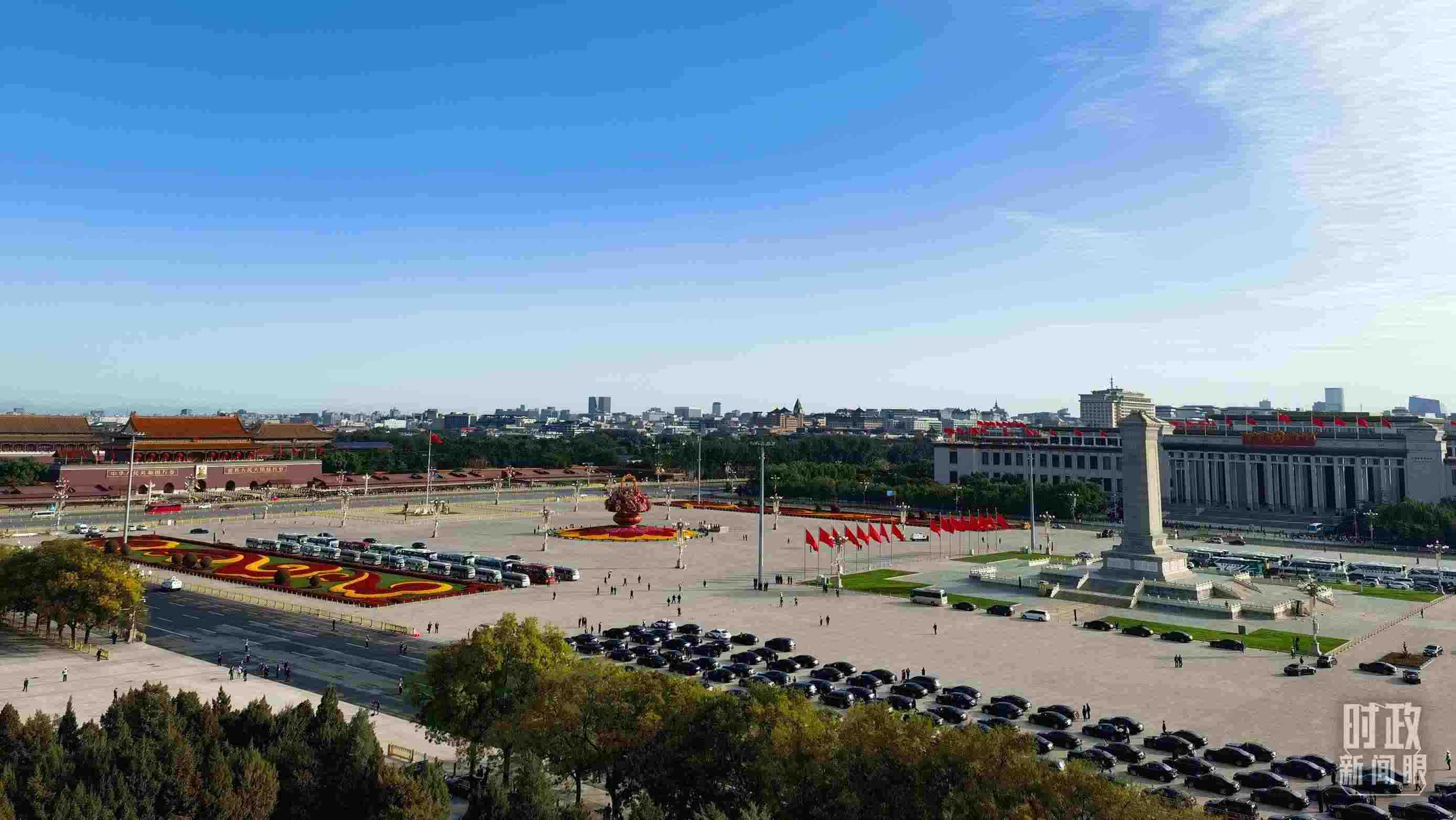 △18日的天安門廣場。（總臺央視記者周志國拍攝）