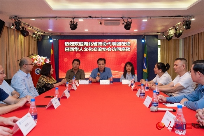 湖北省政協(xié)經(jīng)濟委員會主任王兆民（中）在座談會上致辭。 人民網(wǎng)記者 陳海琪攝