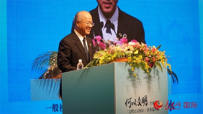 日本日中協(xié)會理事長瀨野清水致辭。人民網(wǎng) 蔣曉辰攝