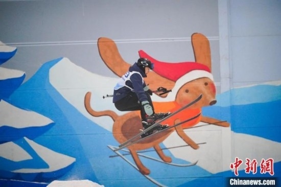 12月22日，云南省第一屆冬季運動會在昆明開幕。圖為選手在公開組男子自由式滑雪雪上技巧比賽中。中新社記者 劉冉陽 攝