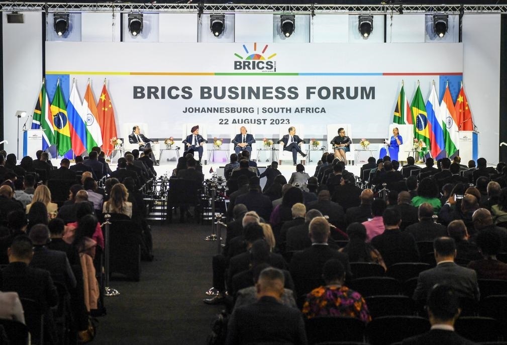 這是8月22日在南非約翰內(nèi)斯堡拍攝的金磚國(guó)家工商論壇現(xiàn)場(chǎng)。新華社記者李亞輝攝
