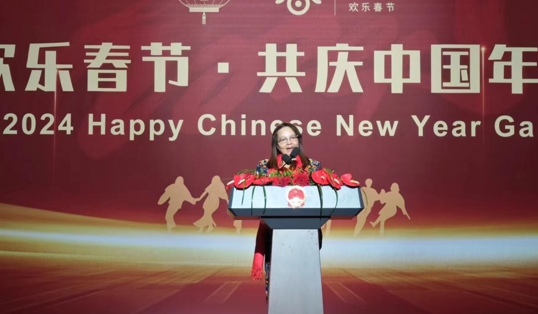 南非旅游部長德利萊女士致辭。中國駐南非大使館供圖