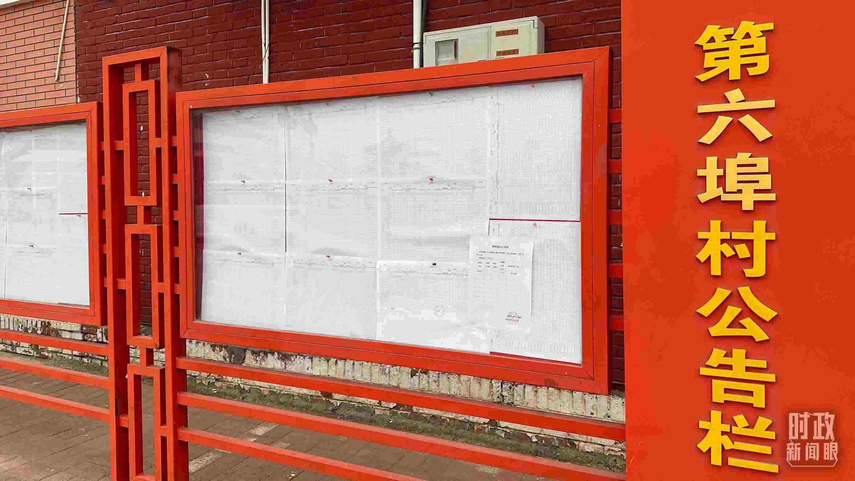 △第六埠村公告欄里張貼著“天津市2023年蓄滯洪區(qū)農(nóng)作物、經(jīng)濟(jì)林補(bǔ)償標(biāo)準(zhǔn)表”等。（總臺(tái)央視記者覃思拍攝）