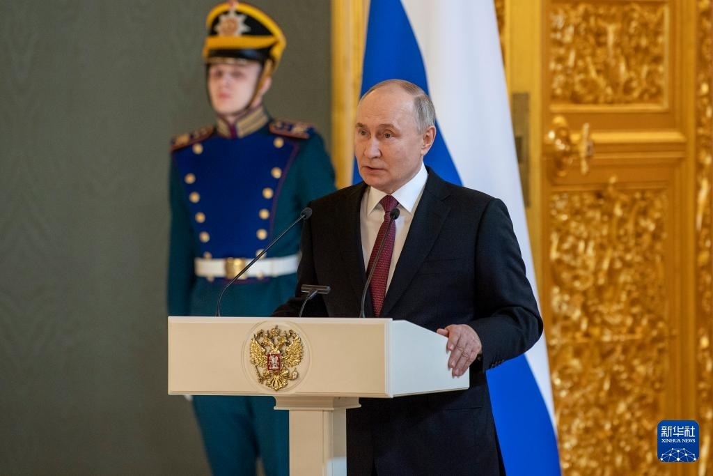 3月20日，俄羅斯總統(tǒng)普京在莫斯科克里姆林宮與其競(jìng)選團(tuán)隊(duì)代表舉行見面會(huì)。新華社記者 曹陽 攝