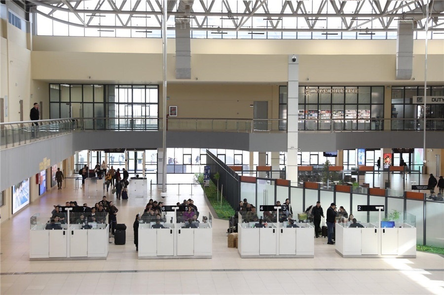 3月24日，扎門烏德口岸通關(guān)現(xiàn)場。駐蒙古使館供圖