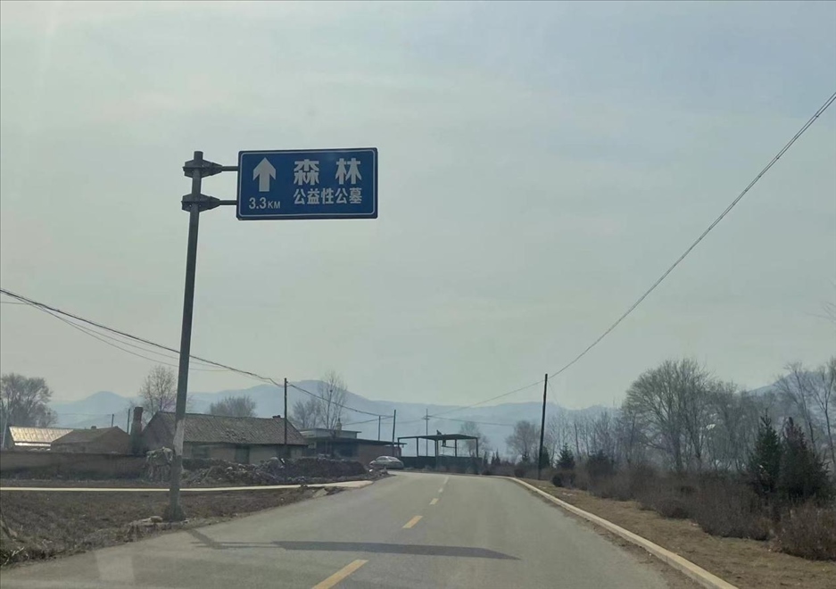 通往森林紀(jì)念園公墓的路上，指示牌標(biāo)注“公益性公墓”  （白杰戈攝）