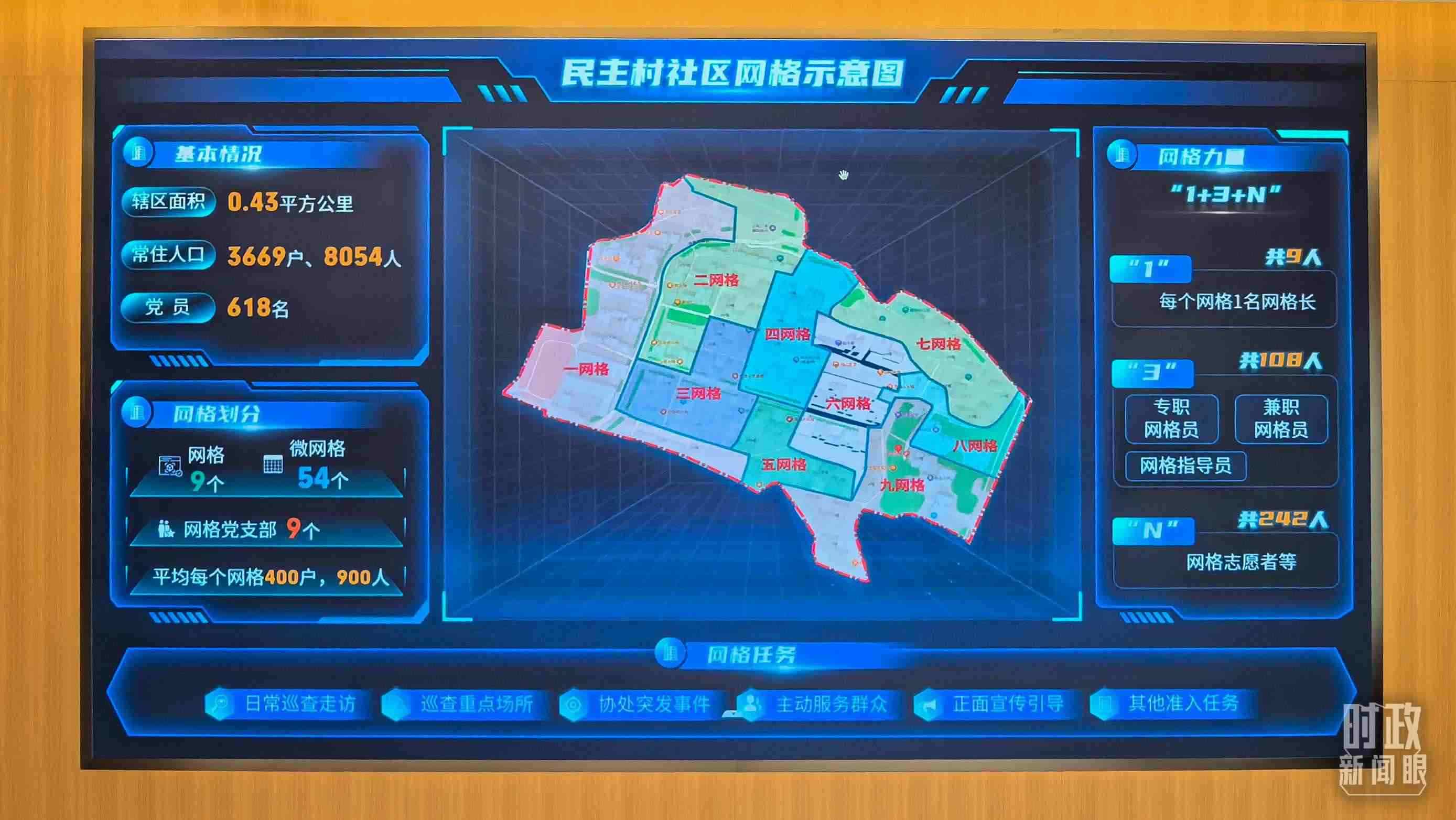 △民主村社區(qū)網(wǎng)格示意圖。（總臺央視記者邢彬拍攝）