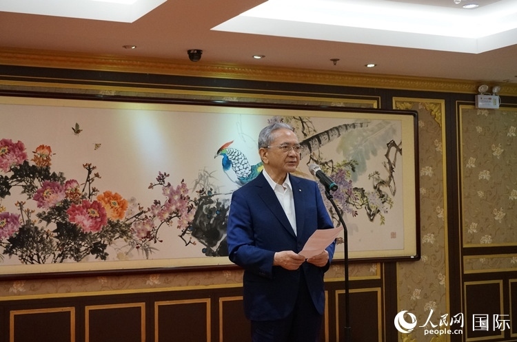 創(chuàng)價(jià)學(xué)會(huì)會(huì)長(zhǎng)原田稔致辭。