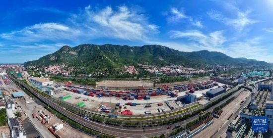 這是6月26日拍攝的中哈連云港物流合作基地（無人機照片）。新華社記者 季春鵬 攝