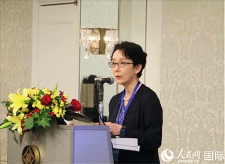 日本貿(mào)易振興機(jī)構(gòu)（JETRO）企劃部海外地區(qū)戰(zhàn)略主管日向裕彌致辭。人民網(wǎng) 許可攝