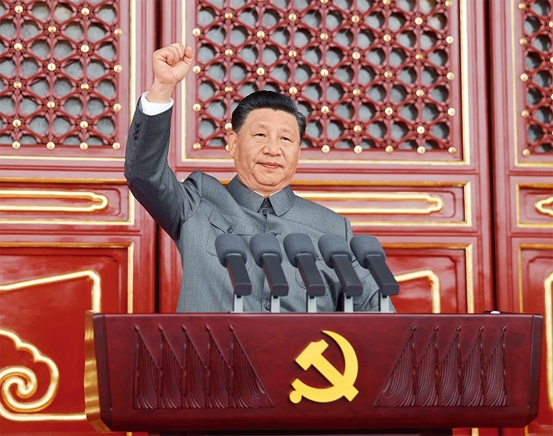 2021年7月1日，慶祝中國共產(chǎn)黨成立100周年大會在北京天安門廣場隆重舉行。中共中央總書記、國家主席、中央軍委主席習近平發(fā)表重要講話。 新華社記者 鞠鵬/攝