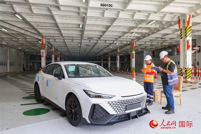 工人正在進行卸車作業(yè)。人民網(wǎng)記者 任皓宇攝