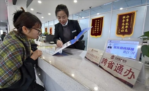 2024年3月25日，北京大興區(qū)，工作人員為群眾辦理跨省政務(wù)事宜。