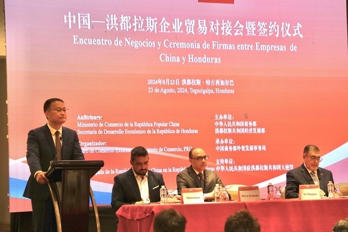 中國商務部外貿司司長李興乾發(fā)表講話。埃內斯托·多明戈斯攝