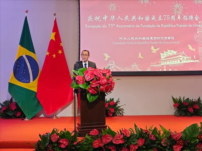 塞爾希培州州長代表、副州長索布拉爾在招待會上致辭。 中國駐累西腓總領館供圖