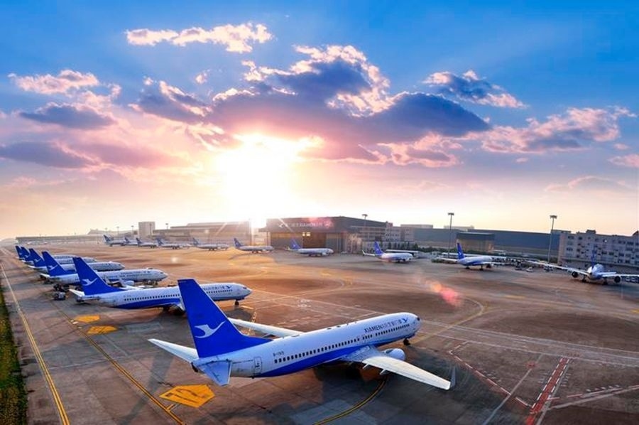 這是如今廈門航空的機(jī)隊(duì)照片。（廈門航空有限公司供圖）
