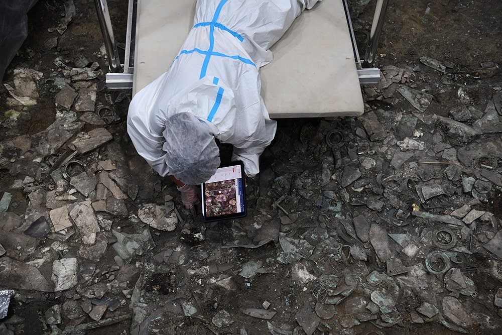 2022年6月28日，四川德陽，三星堆7號祭祀坑發(fā)掘現(xiàn)場。