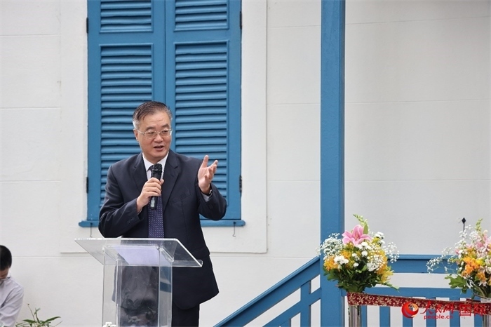 中國(guó)駐巴西大使祝青橋在開(kāi)園儀式上發(fā)表致辭。人民網(wǎng)記者 張志文攝