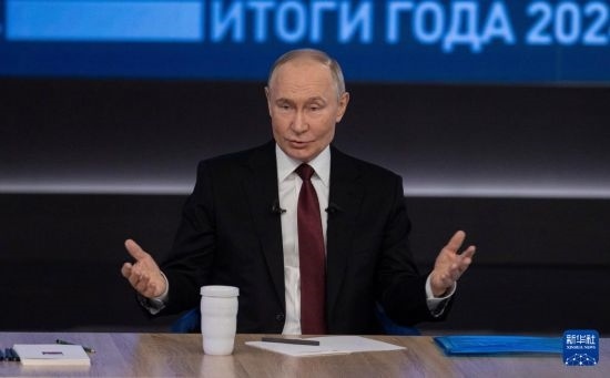 12月19日，在俄羅斯首都莫斯科，俄羅斯總統(tǒng)普京在“年度盤點(diǎn)”活動(dòng)上講話。新華社記者 白雪騏 攝
