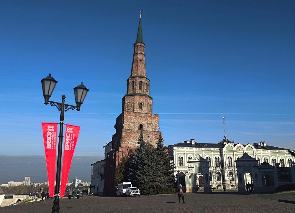 這是2024年10月20日拍攝的俄羅斯喀山克里姆林宮一景。新華社記者 丁海濤 攝