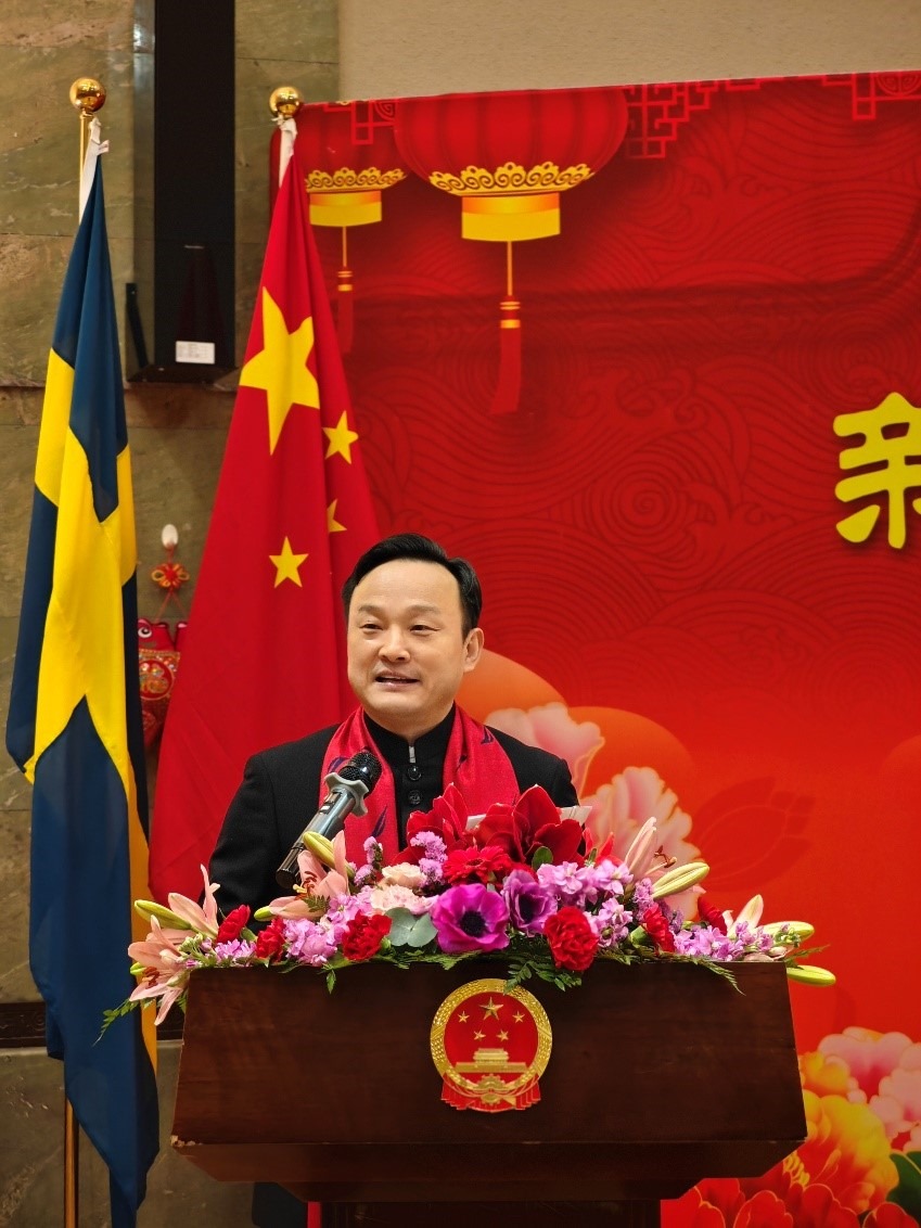 中國駐哥德堡總領(lǐng)事楊培棟致辭。中國駐哥德堡總領(lǐng)館供圖