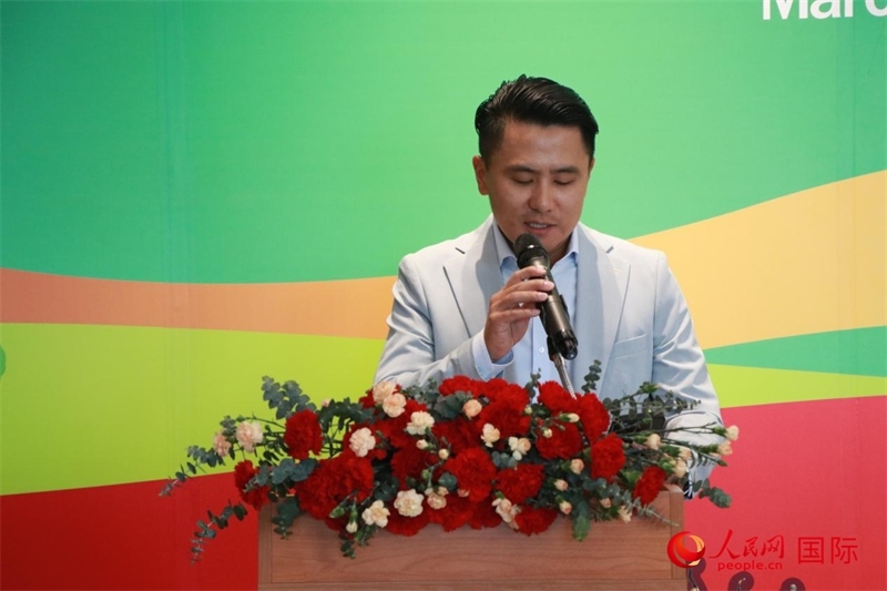 泰國華人青年商會會長刁刻佳發(fā)表講話。朱瀟逸攝