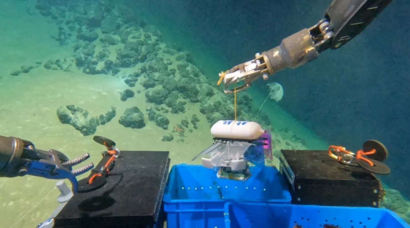 北航深海小型機器人在深海測試。校方供圖